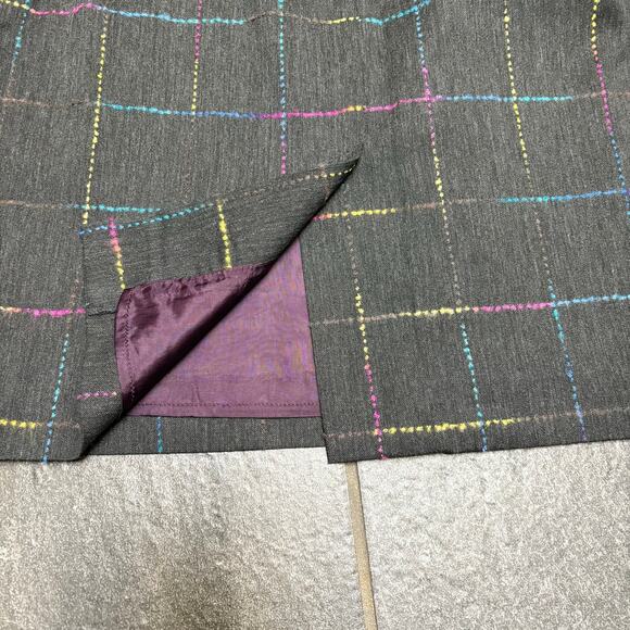 Nicola Italian Windowpane Pencil Skirt Grey Rainbow Details Office SZ 10 - Picture 5 of 7